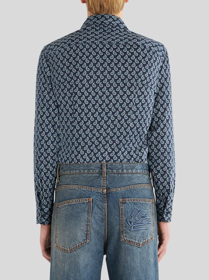 Men Shirt With Micro Paisley Print Etro Shirts