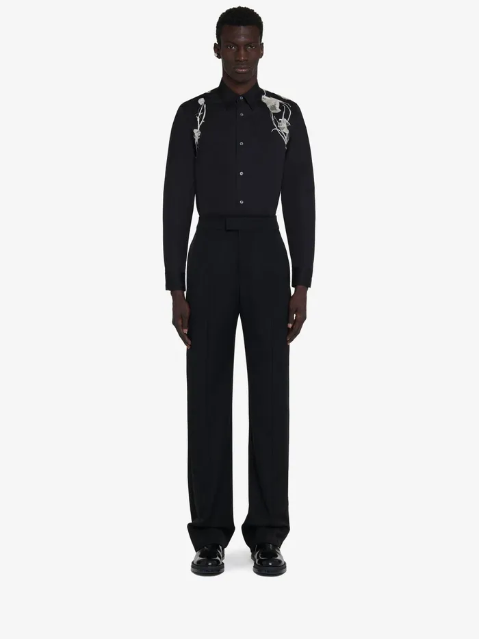 Men Shirts Alexander McQueen Pressed Flower Harness Shirt Black