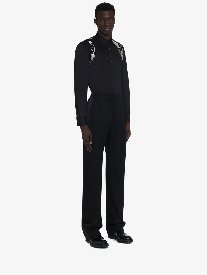 Men Shirts Alexander McQueen Pressed Flower Harness Shirt Black