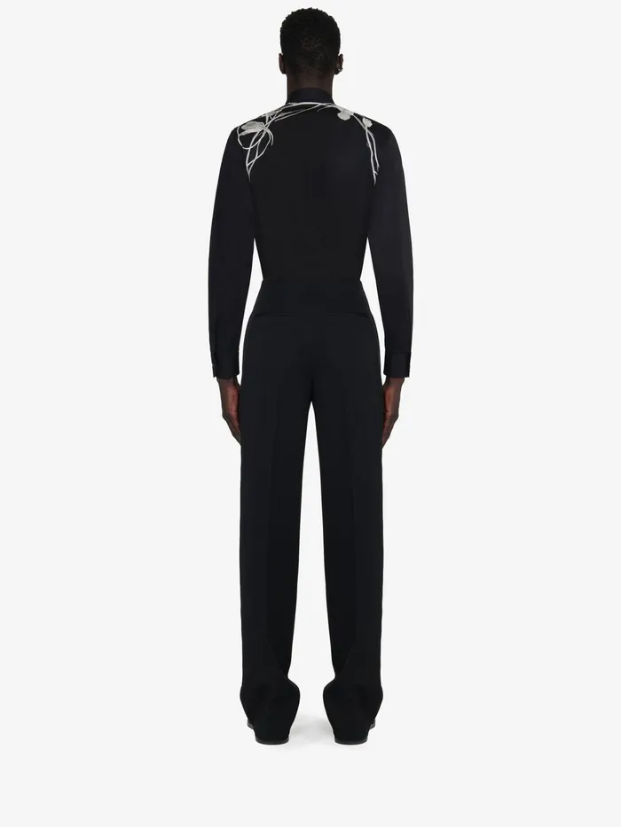 Men Shirts Alexander McQueen Pressed Flower Harness Shirt Black