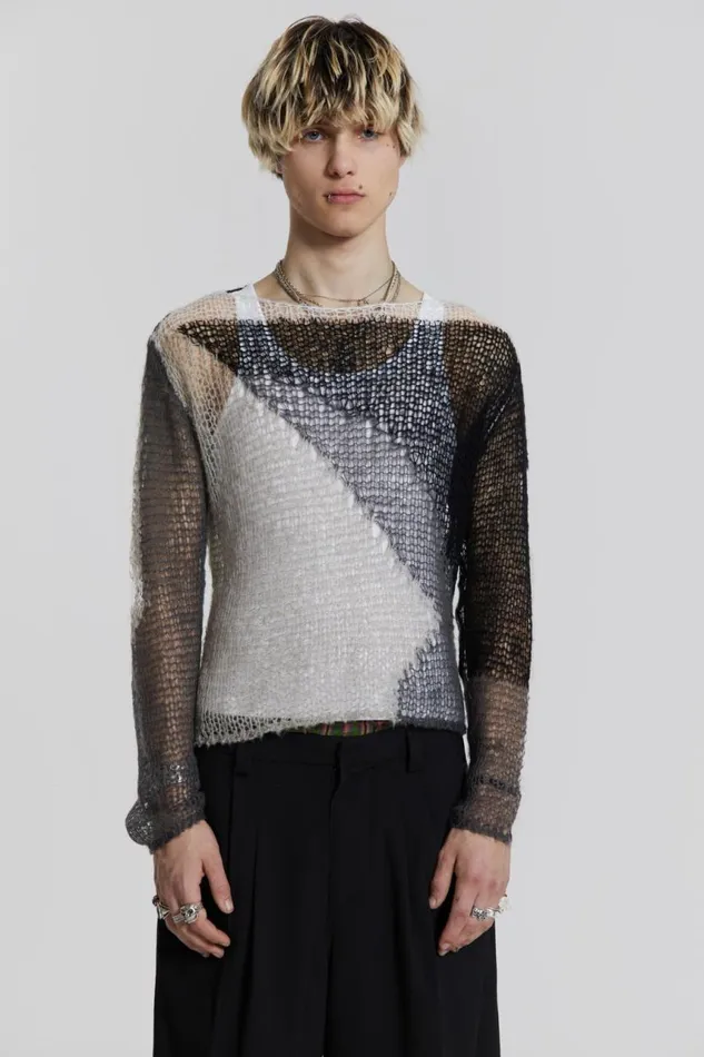 Men Shrunken Abstract Knit Jaded London Knitwear