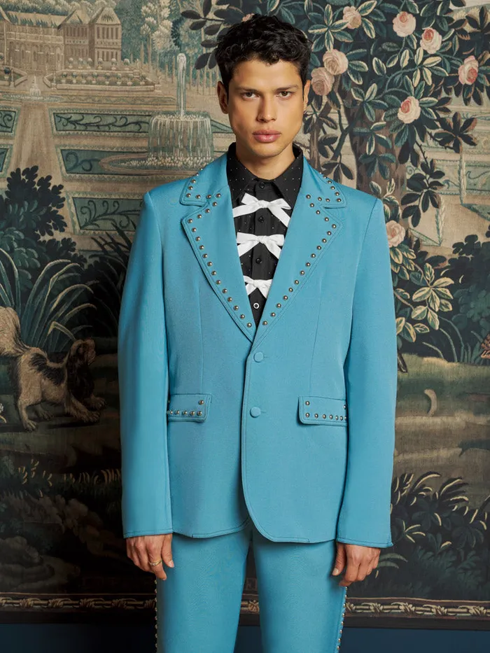 Men Sister Jane Jackets Clover Studded Blazer Cerulean Blue