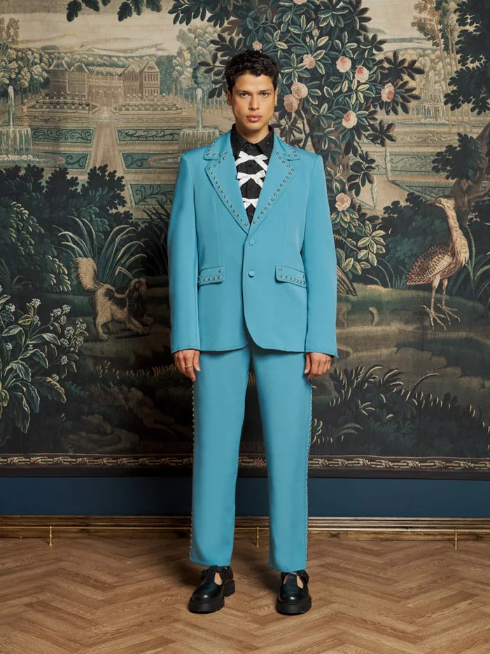 Men Sister Jane Jackets Clover Studded Blazer Cerulean Blue