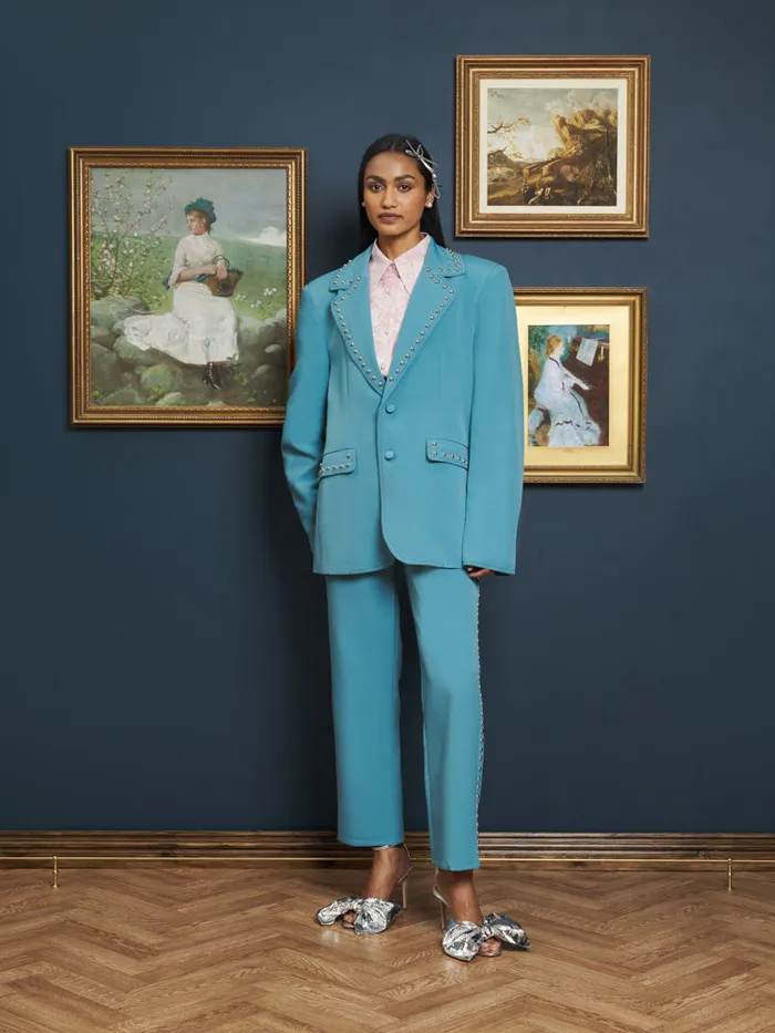 Men Sister Jane Jackets Clover Studded Blazer Cerulean Blue