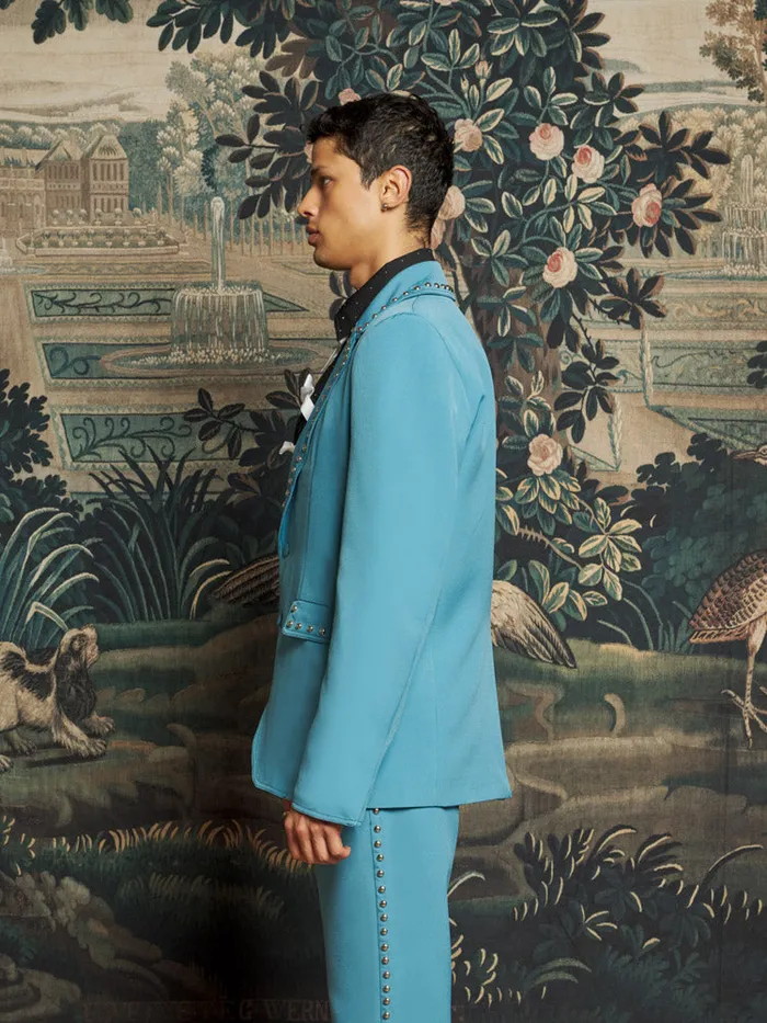 Men Sister Jane Jackets Clover Studded Blazer Cerulean Blue