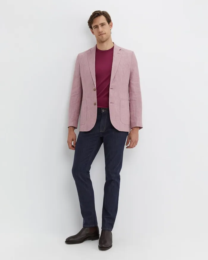 Men Sportscraft Jackets and Blazers Farrer Linen Sports Jacket Dusty Pink