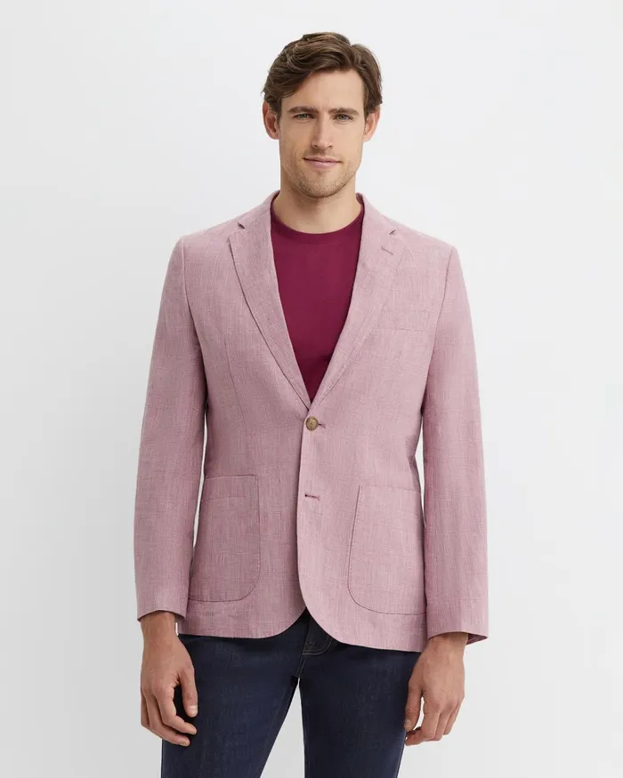 Men Sportscraft Jackets and Blazers Farrer Linen Sports Jacket Dusty Pink