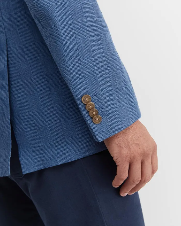 Men Sportscraft Jackets and Blazers Farrer Linen Sports Jacket Mid Blue