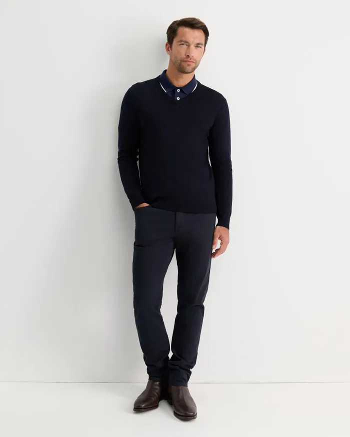 Men Sportscraft Knitwear Merino VNeck Knit Navy