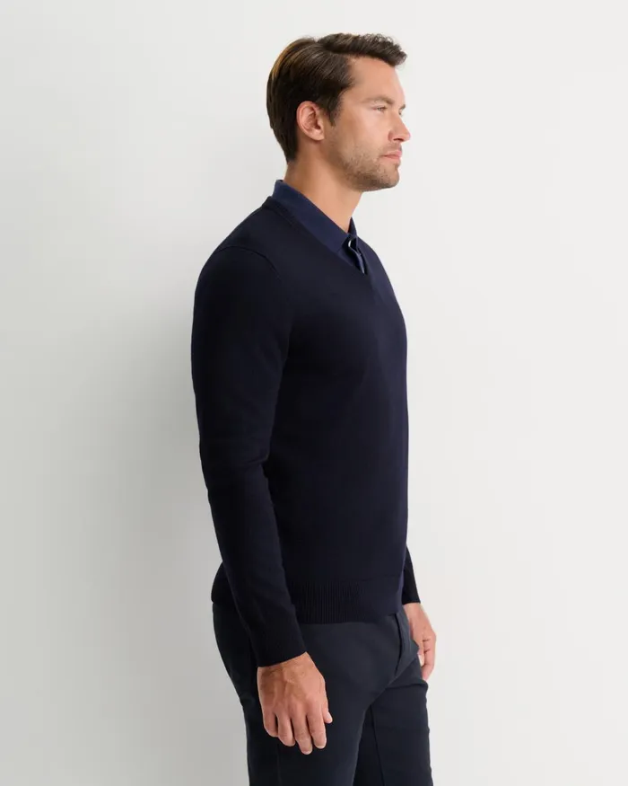 Men Sportscraft Knitwear Merino VNeck Knit Navy