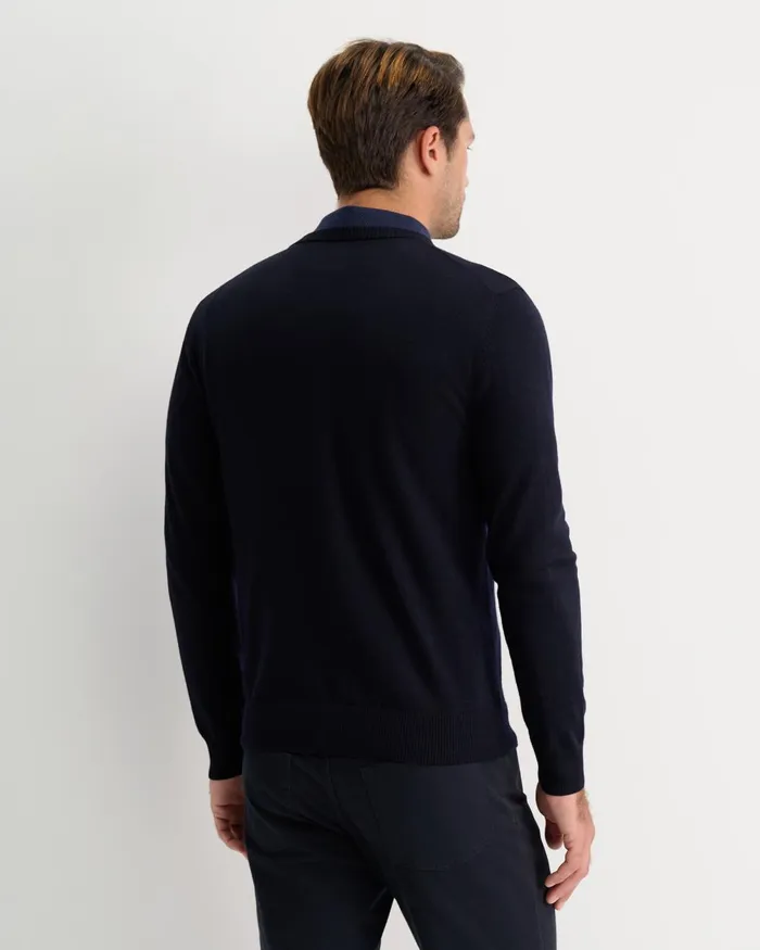 Men Sportscraft Knitwear Merino VNeck Knit Navy