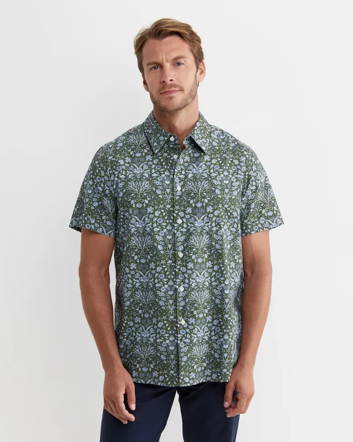 Men Sportscraft Shirts Lex Short Sleeve Liberty Shirt Khaki