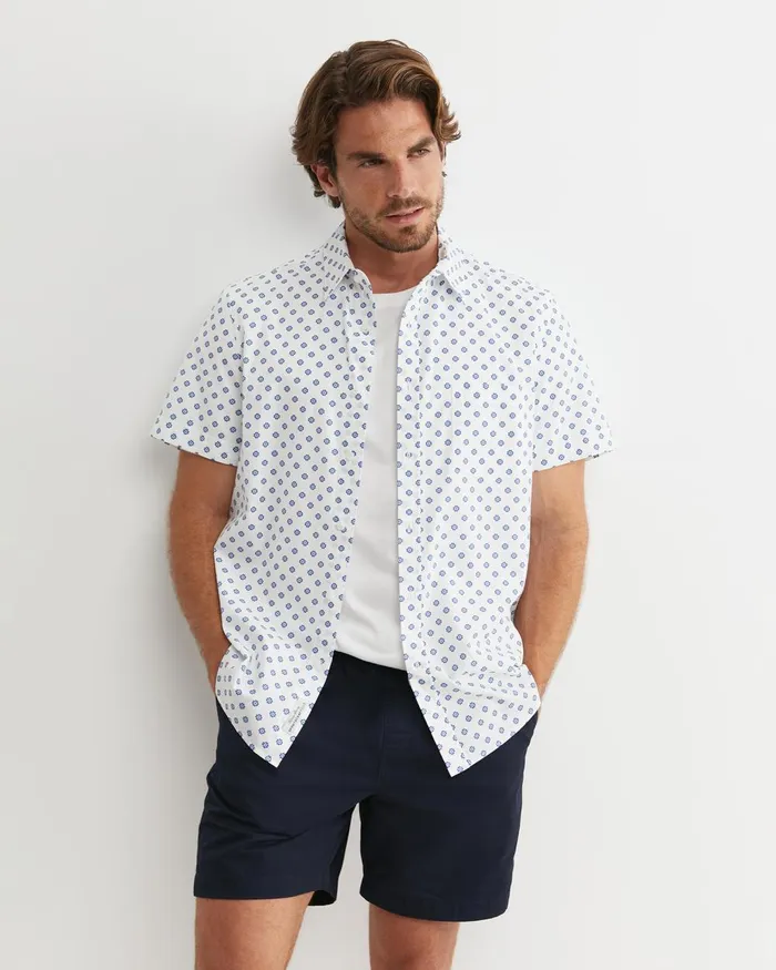 Men Sportscraft Shirts Parker Short Sleeve Shirt Whitemulti