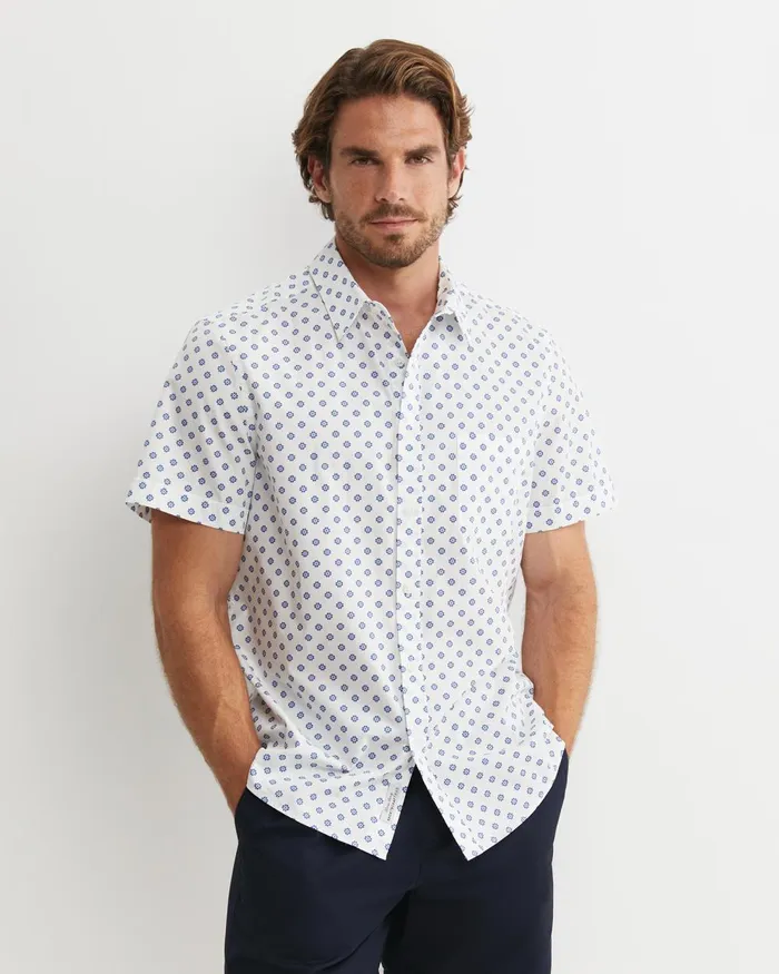 Men Sportscraft Shirts Parker Short Sleeve Shirt Whitemulti