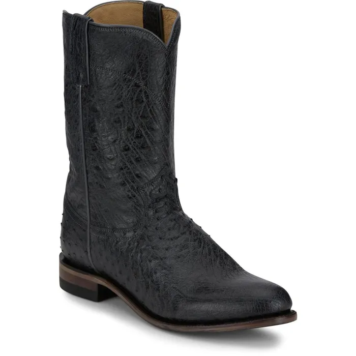MEN Stinson 10034 Smooth Ostrich Roper Grey Vale Justin Boots Western