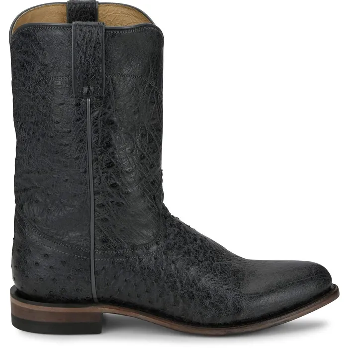 MEN Stinson 10034 Smooth Ostrich Roper Grey Vale Justin Boots Western