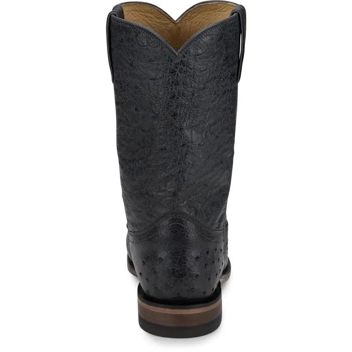 MEN Stinson 10034 Smooth Ostrich Roper Grey Vale Justin Boots Western