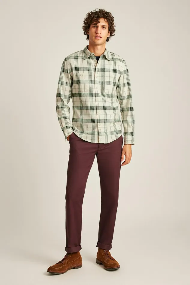 Men Stretch Flannel Shirt Snowy Pine Plaid Bonobos Casual Shirts