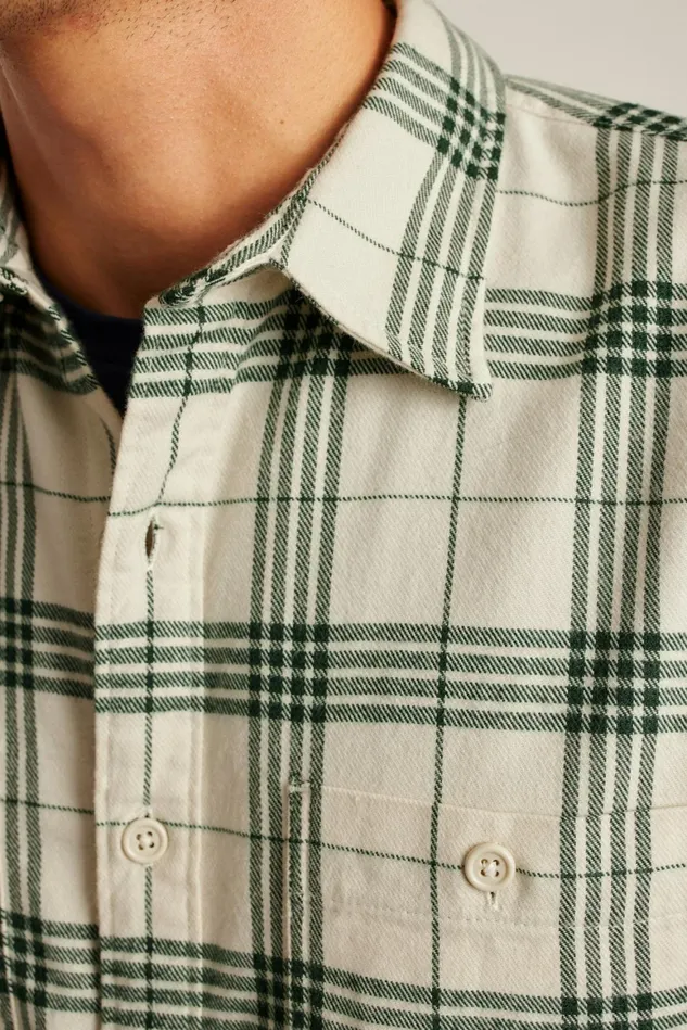 Men Stretch Flannel Shirt Snowy Pine Plaid Bonobos Casual Shirts