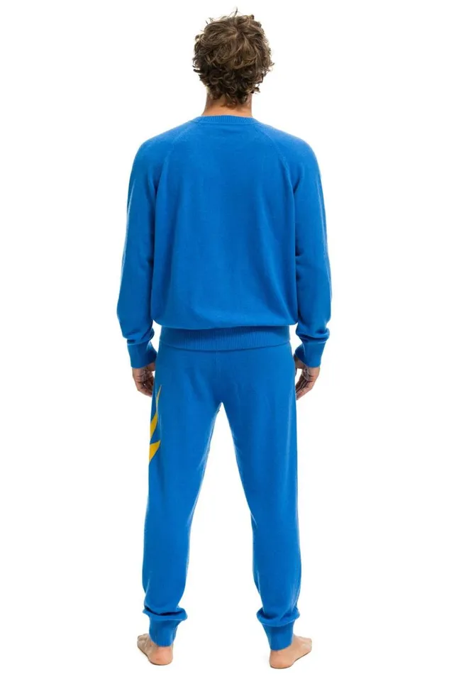 Men Sweatshirts Aviator Nation Unisex Bolt Cashmere Light Sweater 8211 Vintage Blue Blue Bolt