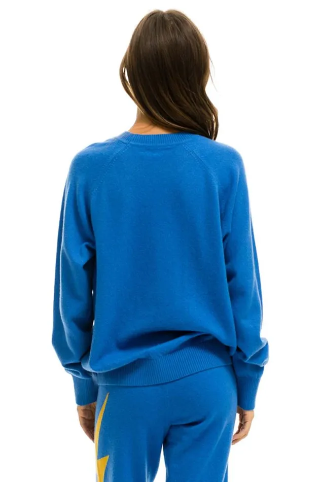 Men Sweatshirts Aviator Nation Unisex Bolt Cashmere Light Sweater 8211 Vintage Blue Blue Bolt