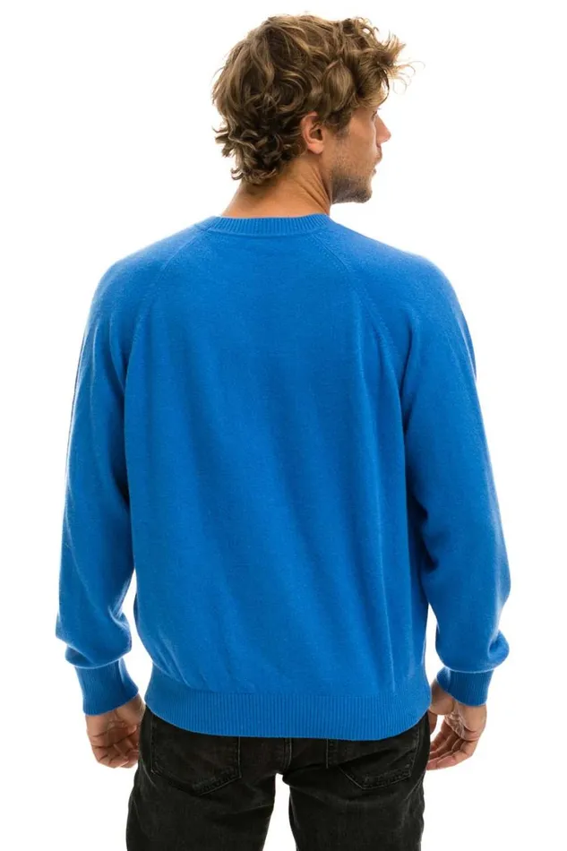 Men Sweatshirts Aviator Nation Unisex Bolt Cashmere Light Sweater 8211 Vintage Blue Blue Bolt