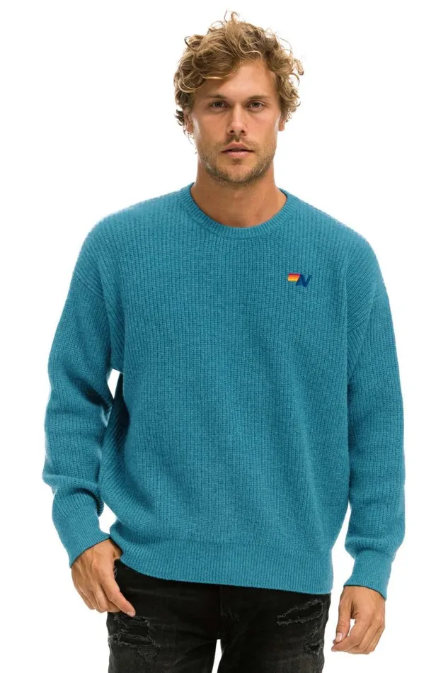 Men Sweatshirts Aviator Nation Vintage Cabin Unisex Cashmere Sweater 8211 Cobalt