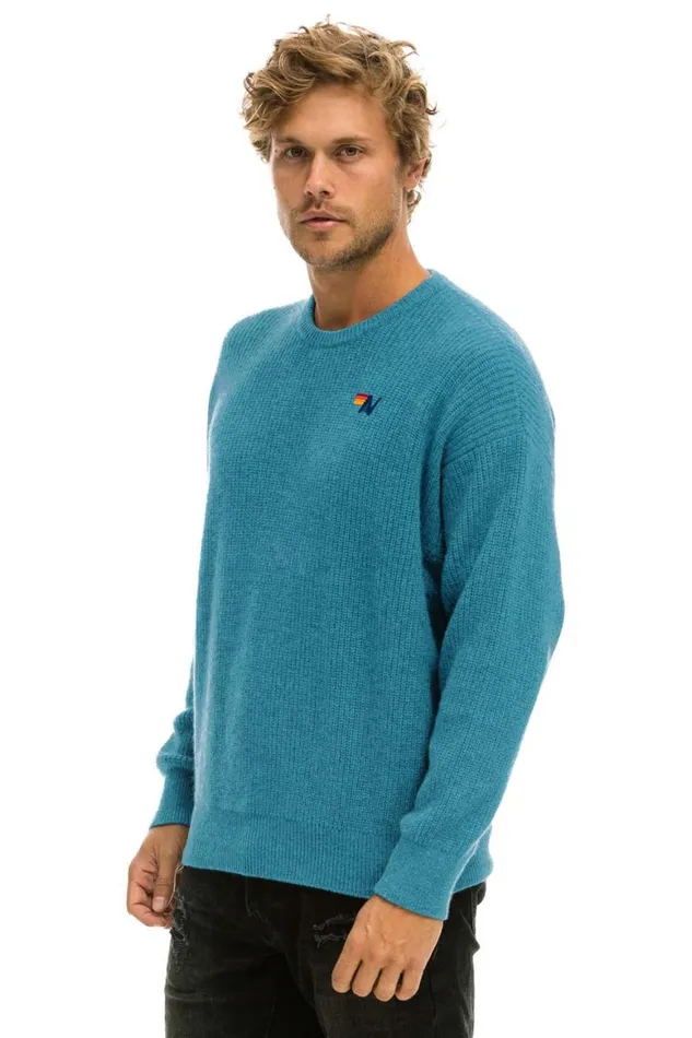Men Sweatshirts Aviator Nation Vintage Cabin Unisex Cashmere Sweater 8211 Cobalt