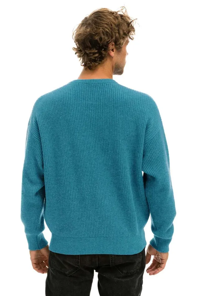 Men Sweatshirts Aviator Nation Vintage Cabin Unisex Cashmere Sweater 8211 Cobalt