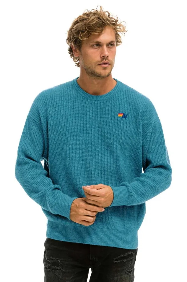 Men Sweatshirts Aviator Nation Vintage Cabin Unisex Cashmere Sweater 8211 Cobalt