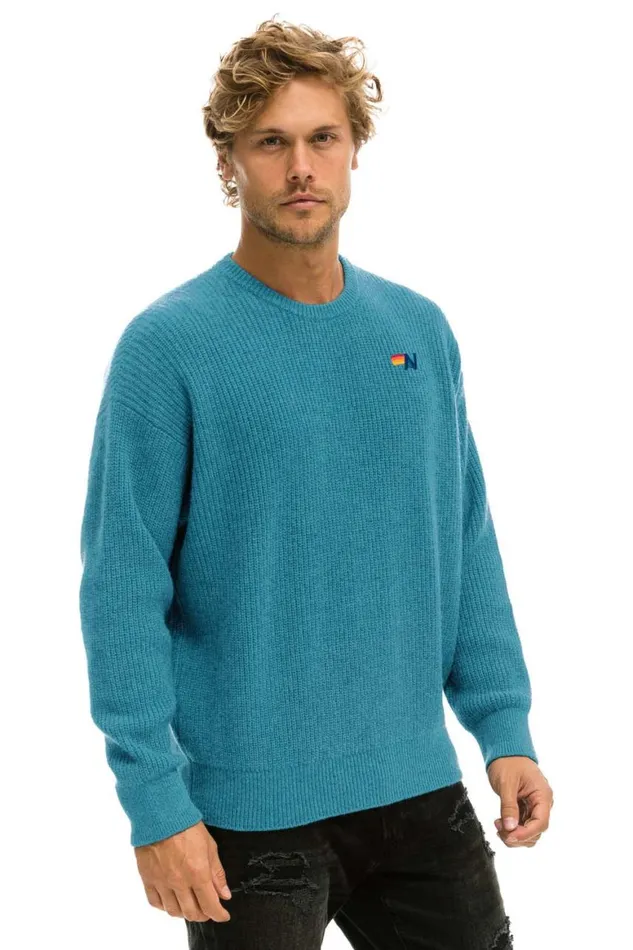 Men Sweatshirts Aviator Nation Vintage Cabin Unisex Cashmere Sweater 8211 Cobalt