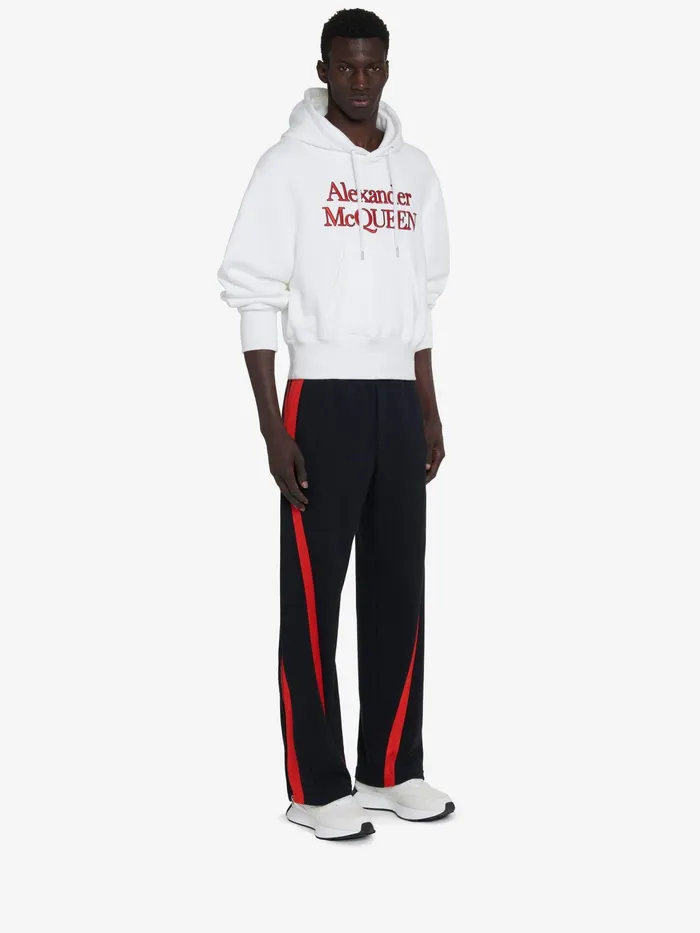 Men TShirts And Sweatshirts Alexander McQueen Embroidered Logo Hooded Sweatshirt Optic White