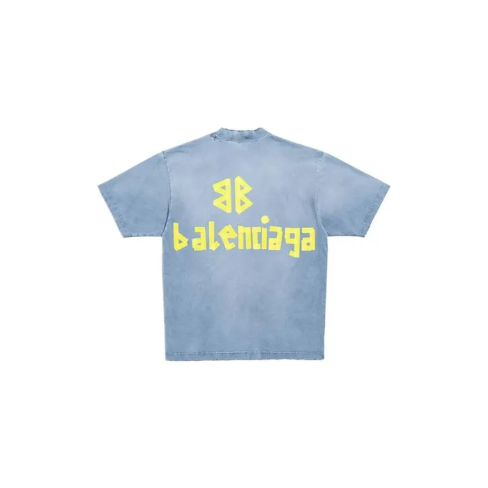 Men Tshirts Balenciaga Tape Type Tshirt Medium Fit In Faded Blue