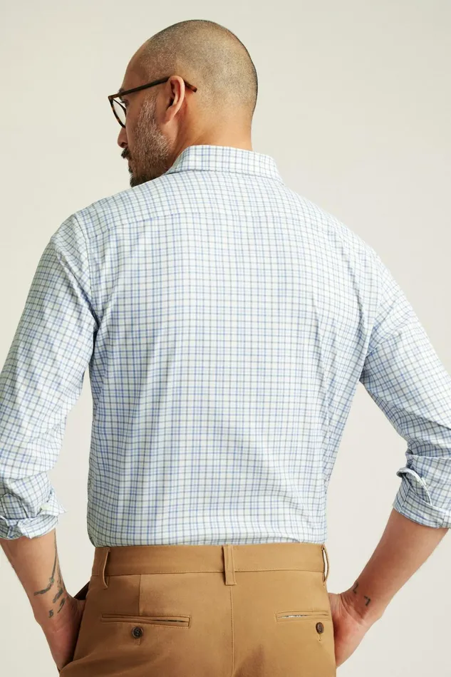 Men Tech Button Down Shirt Blue Multi Plaid Bonobos Casual Shirts