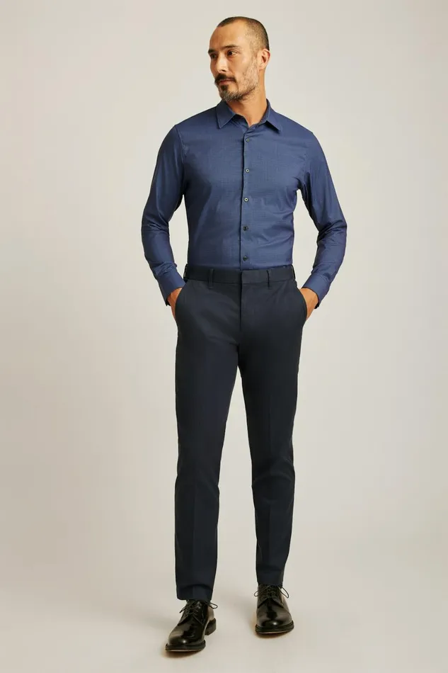 Men Tech Button Down Shirt Navy Micro Squares Bonobos Casual Shirts