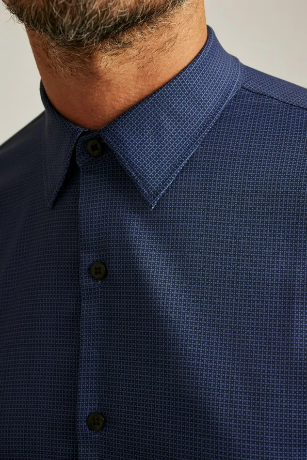 Men Tech Button Down Shirt Navy Micro Squares Bonobos Casual Shirts