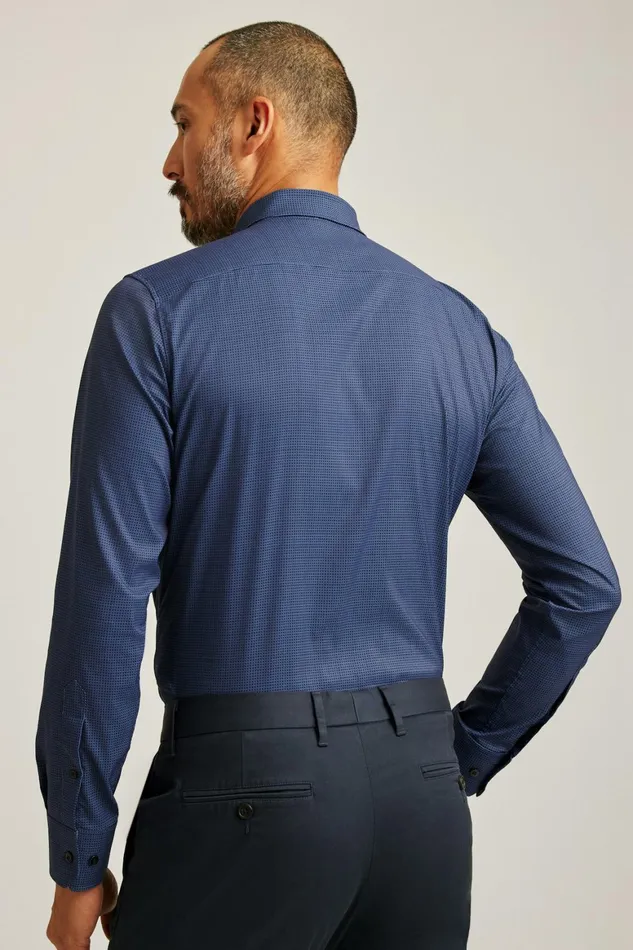 Men Tech Button Down Shirt Navy Micro Squares Bonobos Casual Shirts