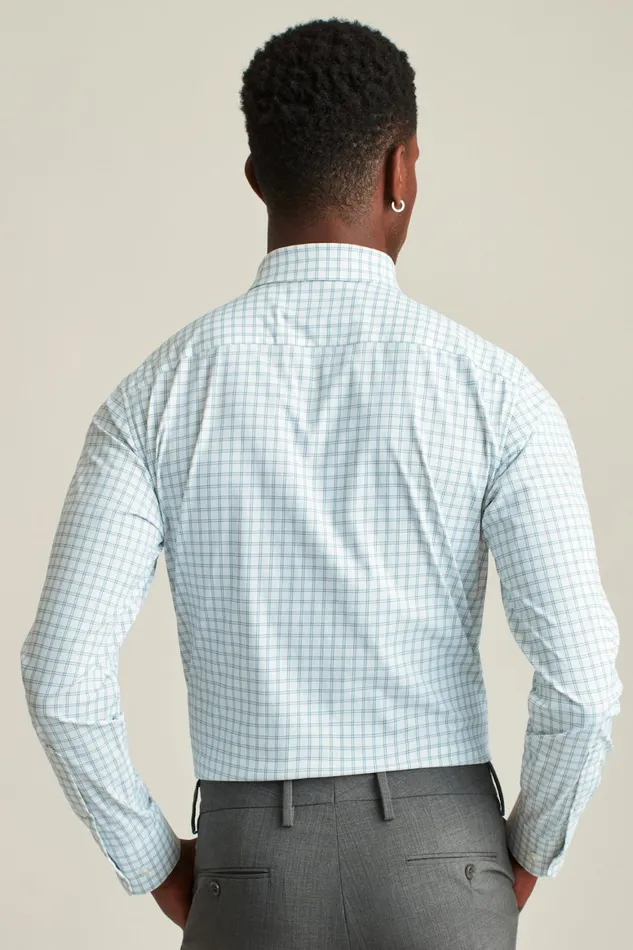 Men Tech Button Down Shirt Teal Wire Check Bonobos Casual Shirts