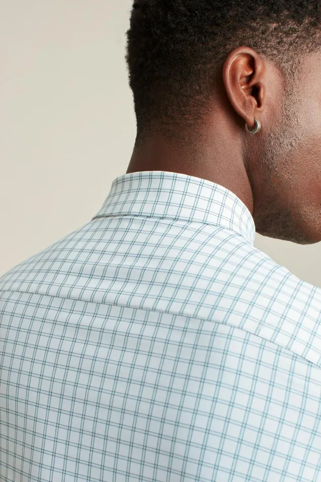 Men Tech Button Down Shirt Teal Wire Check Bonobos Casual Shirts
