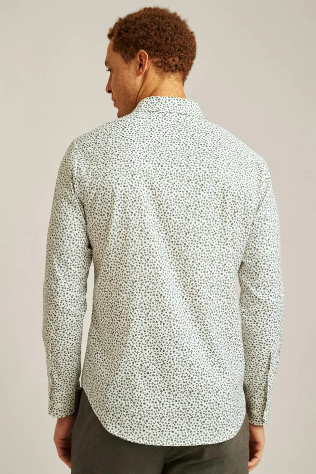 Men Tech Button Down Shirt White Petra Floral Bonobos Casual Shirts