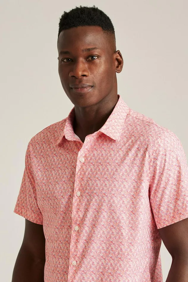Men Tech Short Sleeve Shirt Coral Micro Fields Bonobos Short Sleeve Shirts