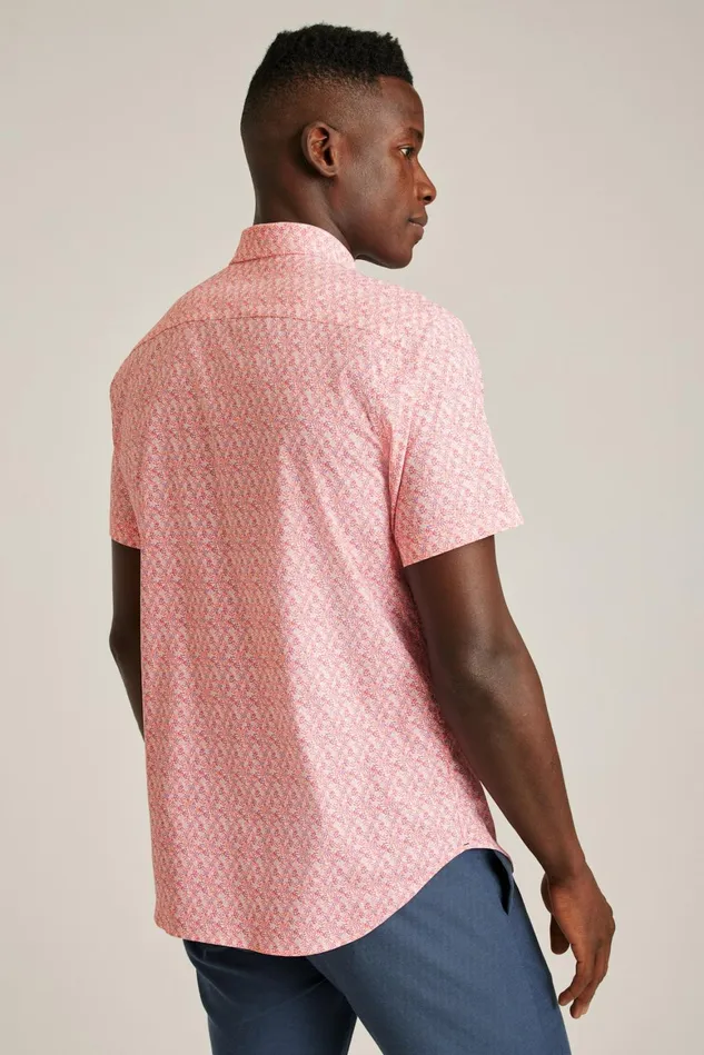 Men Tech Short Sleeve Shirt Coral Micro Fields Bonobos Short Sleeve Shirts