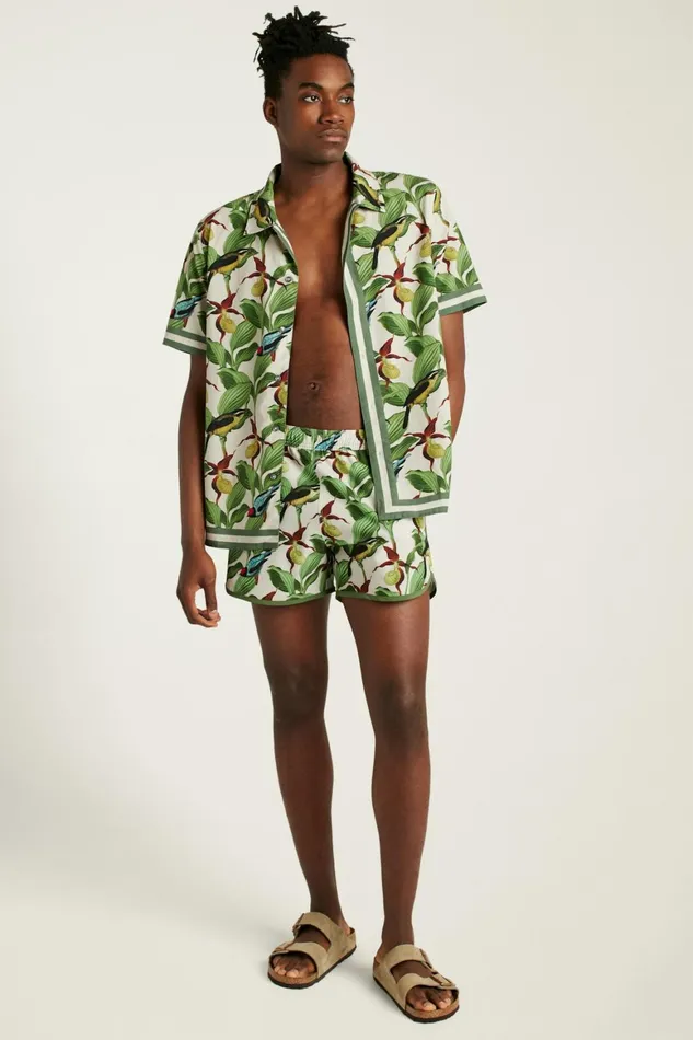Men Throwback Swim Trunks Khaki Garden Party Bonobos Swim Trunks