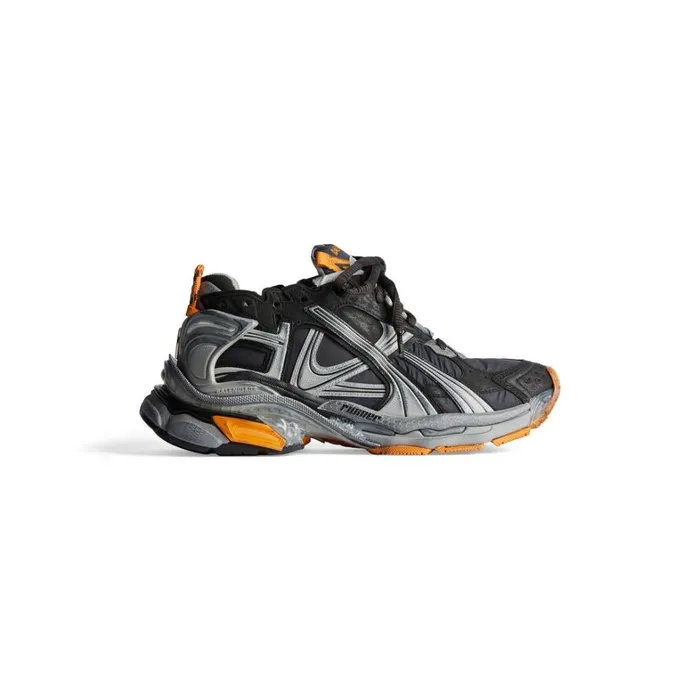 Men Trainers Balenciaga Runner Trainers In Blackgreyneon Orange