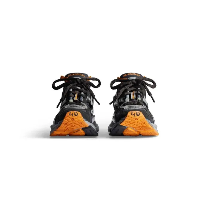 Men Trainers Balenciaga Runner Trainers In Blackgreyneon Orange