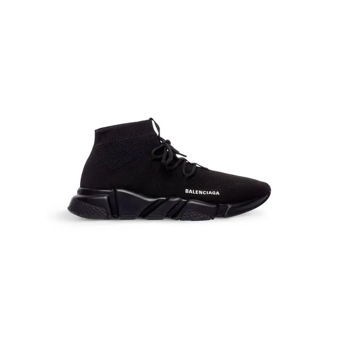 Men Trainers Balenciaga Speed Laceup Recycled Knit Trainers In Black