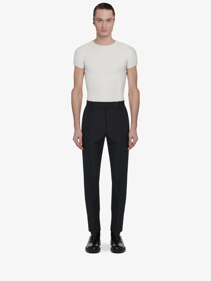 Men Trousers Alexander McQueen Tailored Cigarette Trousers Blackwhite