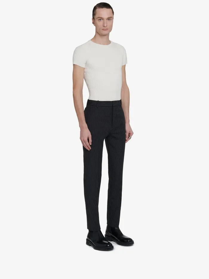 Men Trousers Alexander McQueen Tailored Cigarette Trousers Blackwhite