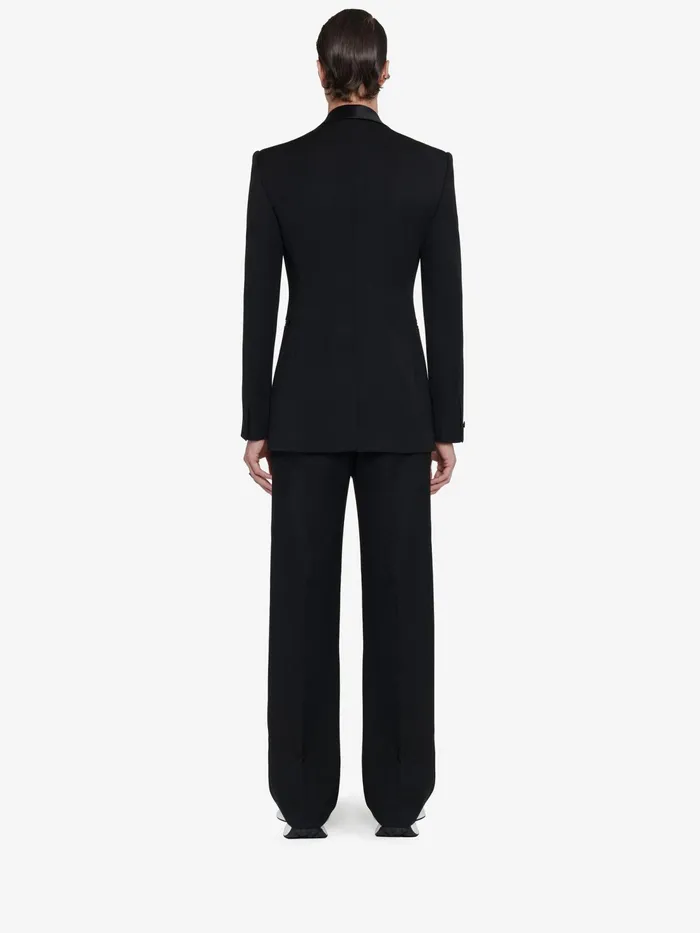 Men Trousers Alexander McQueen Twisted Stripe Tuxedo Trousers Black