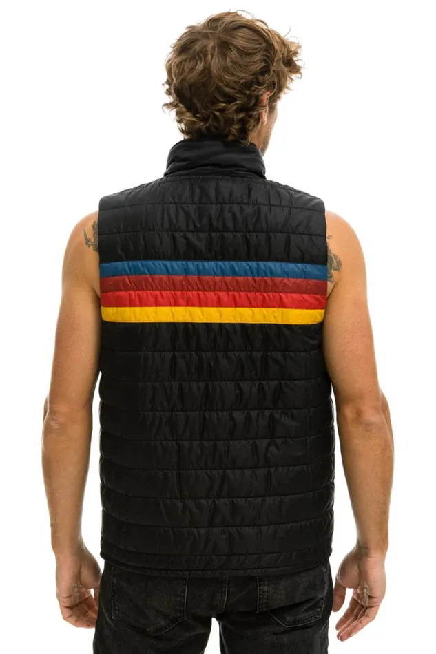Men Vests Aviator Nation 4 Stripe Vest 8211 Black